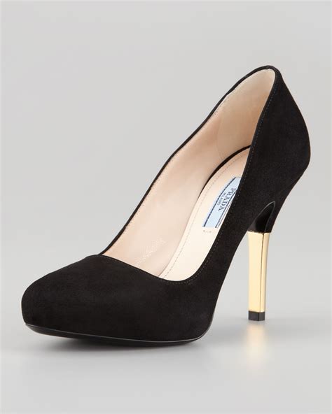 prada suede mid heel pump|Prada high heel pumps.